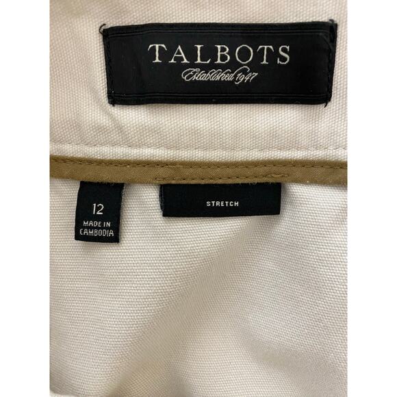 Talbots Stretch Women's Size 12 Natural Cream Classic Cotton Pencil Skirt - Picture 2 of 5
